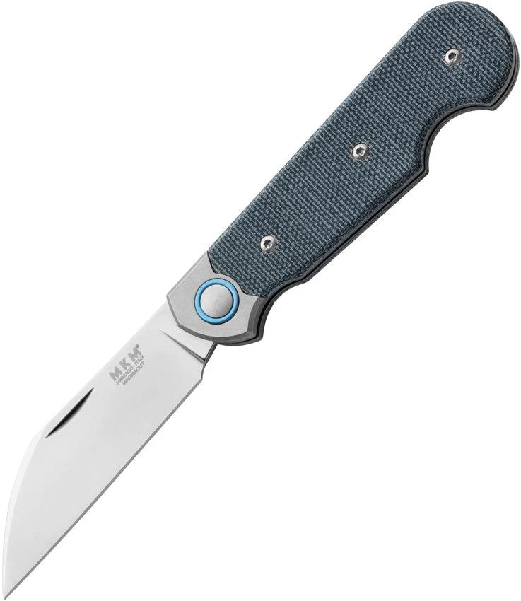 MKM Jaques Folder Denim Canvas Knife MagnaCut Satin Wharncliffe Blade Denim Micarta Handle For EDC Fans Pocket Clip by MKM-Maniago Knife Makers
