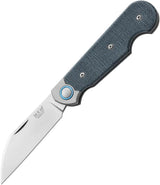 MKM Jaques Folder Denim Canvas Knife MagnaCut Satin Wharncliffe Blade Denim Micarta Handle For EDC Fans Pocket Clip by MKM-Maniago Knife Makers