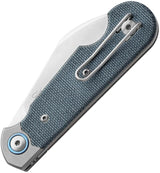 MKM Jaques Folder Denim Canvas Knife MagnaCut Satin Wharncliffe Blade Denim Micarta Handle For EDC Fans Pocket Clip by MKM-Maniago Knife Makers