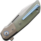 MKM Clap Linerlock EDC Knife Jade G10 Handle 3in Satin M390 Blade Titanium Bolsters Extended Tang Pocket Clip by MKM-Maniago Knife Makers