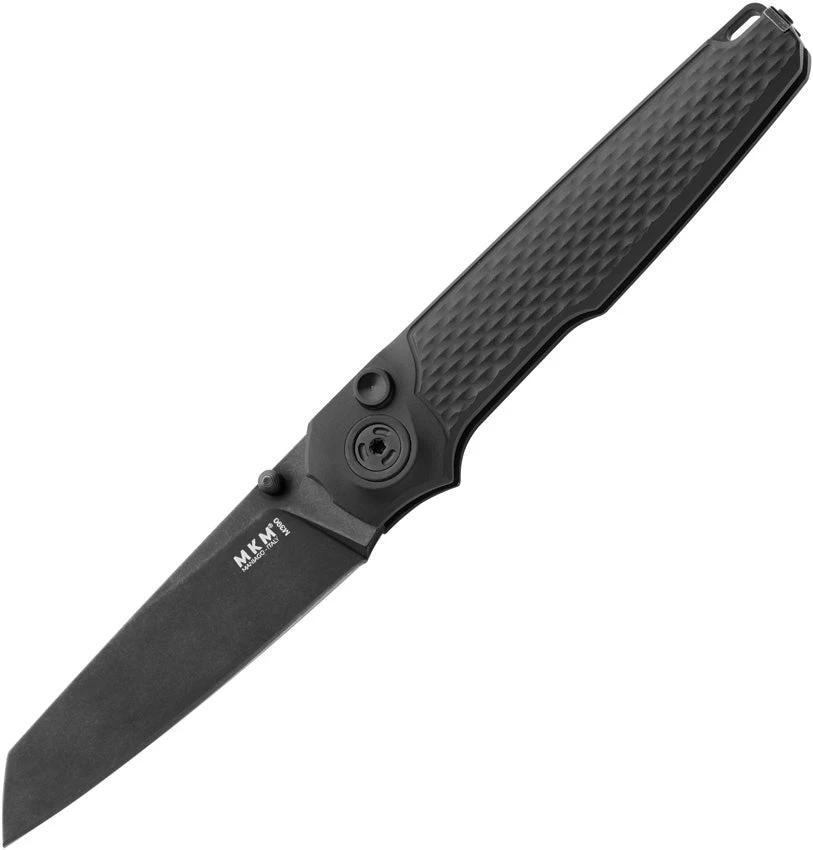 MKM Maniago Miura Button Lock Knife 2.75 Inch MagnaCut Sheepsfoot Blade Black Aluminum Handle EDC by MKM-Maniago Knife Makers