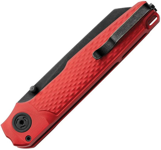 MKM Maniago Miura Button Lock Knife Red Aluminum Handle Premium CPM MagnaCut Sheepsfoot 4 Inch Closed EDC by MKM-Maniago Knife Makers