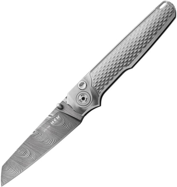 MKM Miura Button Lock Titanium Damasteel Blade EDC Knife For Collectors Limited Edition In Wooden Gift Box by MKM-Maniago Knife Makers