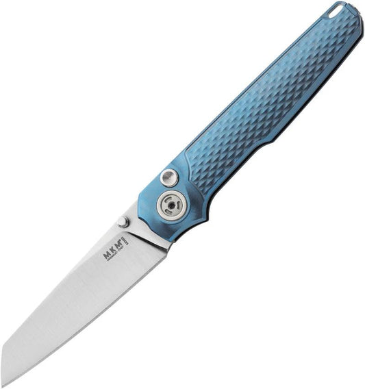 MKM Maniago Miura Button Lock Knife Titanium Blue Handle M390 Blade For Premium EDC Enthusiasts Case Included by MKM-Maniago Knife Makers