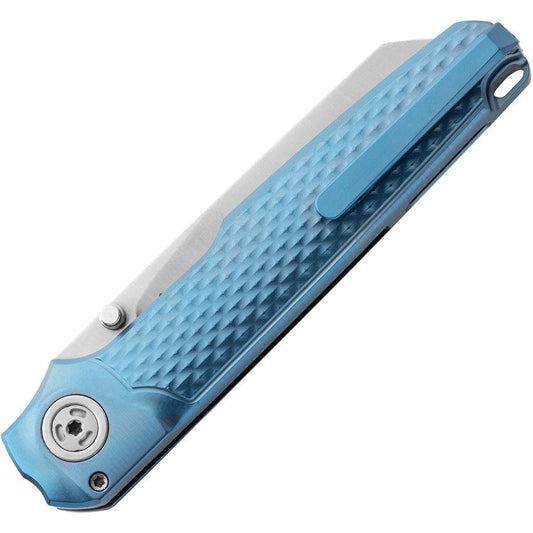 MKM Maniago Miura Button Lock Knife Titanium Blue Handle M390 Blade For Premium EDC Enthusiasts Case Included by MKM-Maniago Knife Makers
