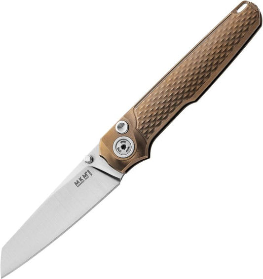 MKM Miura Button Lock Knife Ti Bronze Textured Titanium Handle Satin M390 Blade 4 Inch Closed For EDC Enthusiasts by MKM-Maniago Knife Makers