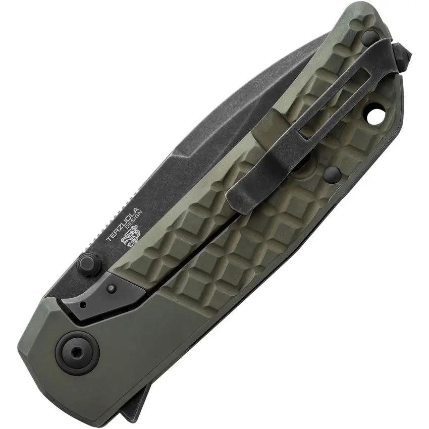 MKM Maximo Framelock Ti Green EDC Knife Maniago M390 Blade Extended Tang Glass Breaker by MKM-Maniago Knife Makers