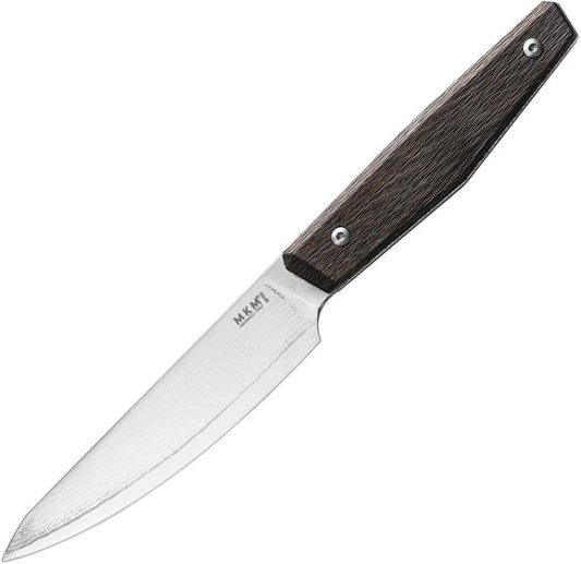 MKM Prima Steak Knife Raindrop Gold Carbon Fiber Handle With Damascus Steel Blade Full Tang Limited Edition by MKM-Maniago Knife Makers
