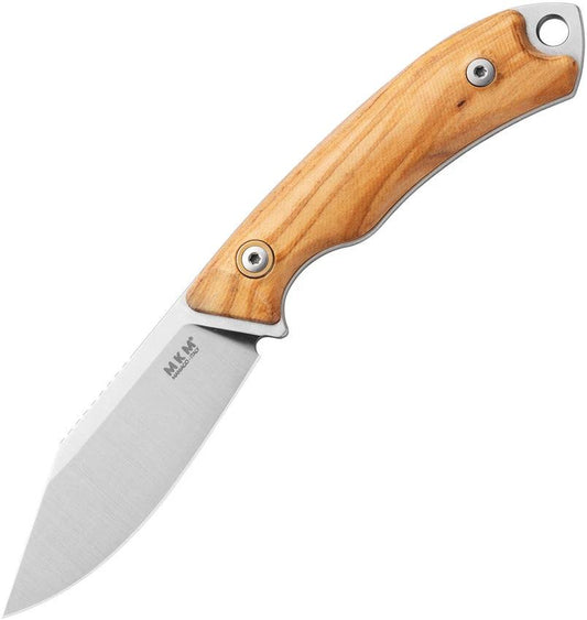 MKM Maniago Knife Makers Tango 4 Fixed Blade Olive Wood Handle With Elmax Satin Blade Magnetic Sheath For EDC by MKM-Maniago Knife Makers