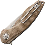MKM Timavo Linerlock Knife By Maniago, M390 Blade, Natural Canvas Micarta EDC Ready by MKM-Maniago Knife Makers