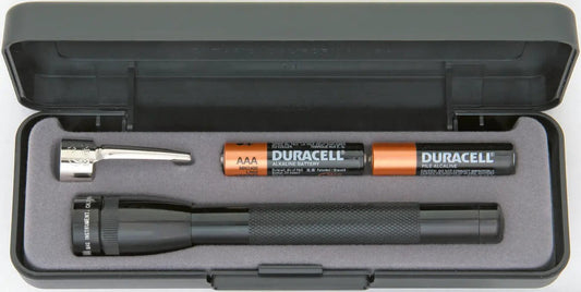 Maglite Mini Flashlight With Adjustable Beam Aluminum Body Gift Boxed Includes Two Batteries For EDC by Mag-Lite