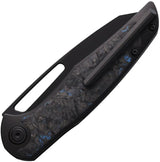 Mallery Designs Phorus V2 Linerlock DL01-BB - S90V Blade With Black PVD Coating And Dark Matter Blue Carbon Fiber Inlay by Mallery Designs