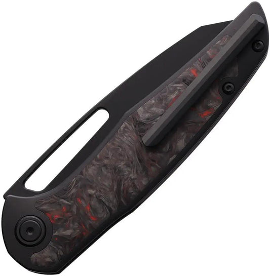 Mallery Designs Phorus V2 Linerlock Org DL01-OB - Black PVD S90V Blade With Dark Matter Orange Carbon Fiber Inlay by Mallery Designs