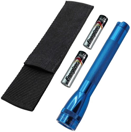 Mag-Lite Mini Maglite AA Flashlight Water Resistant Aluminum Blue 97 Lumens 145m Beam Bad Batteries For EDC by Mag-Lite