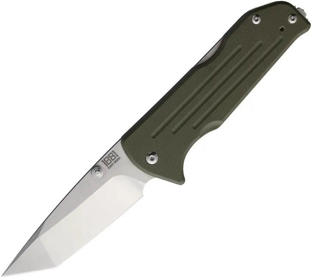 Main Street Bourbon Lockback OD Tanto MMS020 - S45VN Blade Steel With OD Green G10 Handle And Pocket Clip by Main Street