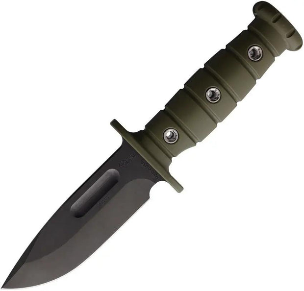 Main Street Luke Airman Fixed Blade Knife - Durable OD Green G10 Handle And Black Coated 1095 Cro-Van Blade by Main Street