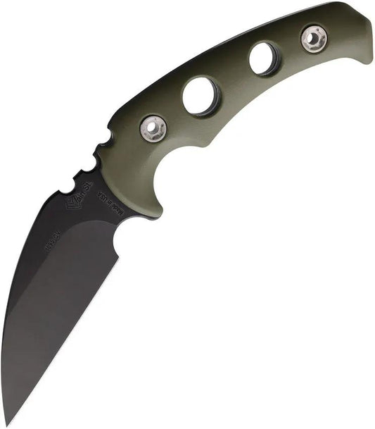 Main Street Fighting Utility Knife OD MMS043 - 3.75in Black 1095 Cro-Van Wharncliffe Blade OD Green G10 Handle by Main Street