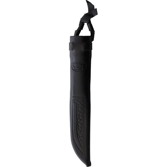 Marttiini Ilves Black Edition Knife for Outdoors 9 Inch Overall Forged 80CrV2 Blade Black Birch Handle Leather Sheath by Marttiini