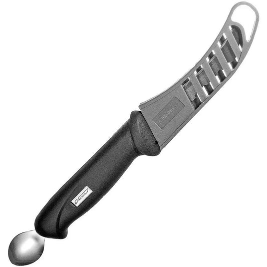 Marttiini Premium Fish Cleaning Knife 10.63in Serrated Curved Blade With Rubber Handle And Scoop For Anglers by Marttiini
