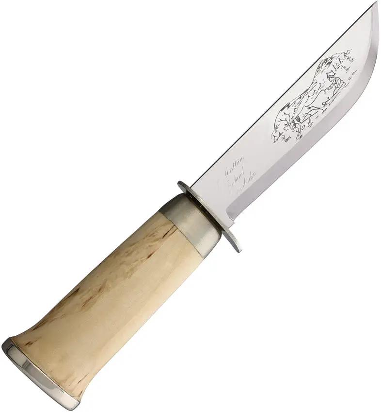 Marttiini Lapp Knife 245 5In Stainless Blade Curly Birch Handle Rugged Outdoor Hunting Knife by Marttiini