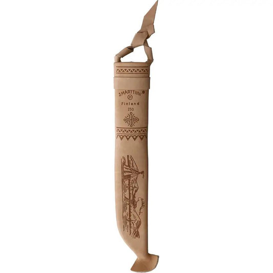 Marttiini Lapp Knife 250 6.25 Inch Stainless Blade Curly Birch Handle Leather Belt Sheath For Outdoor Enthusiasts by Marttiini