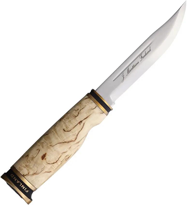 Marttiini Suomi Finland Fixed Blade Knife With Satin 4034 Steel 4.25in Blade Curly Birch Handle For Outdoorsmen by Marttiini