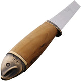 Marttiini Salmon Fillet Knife 7.5in Blade Satin X46Cr13 Stainless Curly Birch Handle Premium Leather Sheath For Anglers by Marttiini