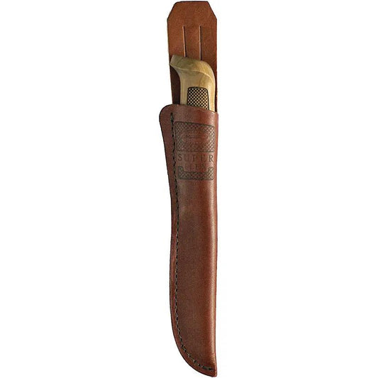 Marttiini Superflex Fillet Knife 7.88 Satin Blade Treated Finnish Birch Handle Brass Ferrule Leather Sheath For Anglers by Marttiini