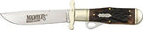 Marbles Safety Folder KE04 - Bowie Style Clip Blade, Stag Bone Handles With Shield, Extended Tang Guard by Marbles