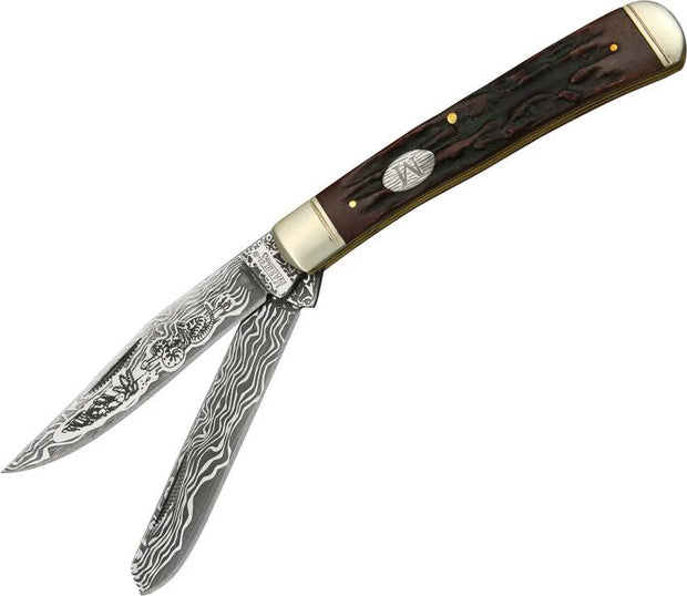 Marbles Trapper Etched Damascus Series KB201 by Marbles
