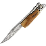 Marbles Folding Bowie KE01 - Stainless Bowie Blade, White Bone Handle, Blade Etching, Inlay Shield by Marbles