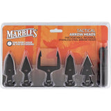 Marbles Tactical Arrowhead Set - 5 Piece Black Finish Stainless Construction With Starter Paracord by Marbles