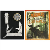 Marbles Wilderness Life Savers Set MR387 - Waterproof Stainless Multi Tool Knife With GI Utility Knife And Match Safe by Marbles