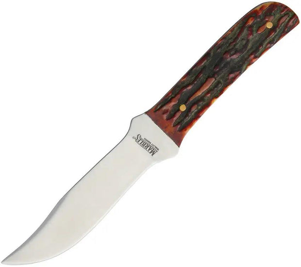 Marbles Outers Knife KE47 MR403 - Satin Clip Point Blade With Stag Bone Handle And Full Tang by Marbles