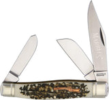 Marbles Large Stockman Knife - Imitation Stag Handle Shield Inlay With Stainless Clip Sheepsfoot And Pen Blades by Marbles