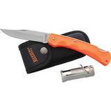 Marbles Grandfather Mountain Set MR425 - 5 Inch Lockback Knife Orange Grip Clip Point Blade And Waterproof Match Safe by Marbles