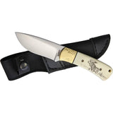 Marbles Fixed Blade Scrimshaw Knife - Moose Artwork Handle Satin Finish 3.25 Inch Blade Full Tang by Marbles
