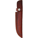Marbles Hunter MR449 EG713D Knife - Damascus Steel Clip Point Blade With Jigged Horn Handle And Leather Sheath by Marbles