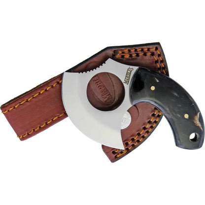 Marbles Horn Skinner - Stainless Satin Blade, Horn Handle, Full Tang, Lanyard Hole, Belt Sheath by Marbles
