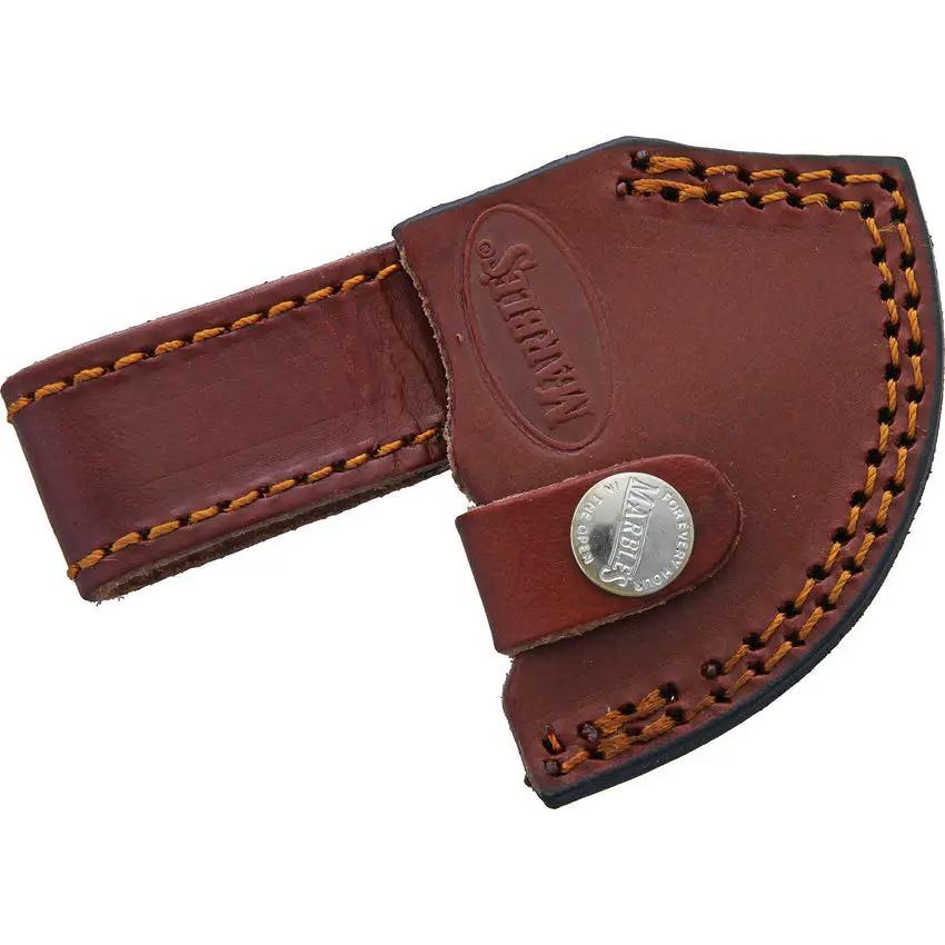 Marbles Damascus Skinner MR453 EG734 - Full Tang Knife With 2.75 Inch Damascus Blade Horn Handle Leather Belt Sheath by Marbles