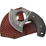 Marbles Damascus Skinner MR453 EG734 - Full Tang Knife With 2.75 Inch Damascus Blade Horn Handle Leather Belt Sheath by Marbles