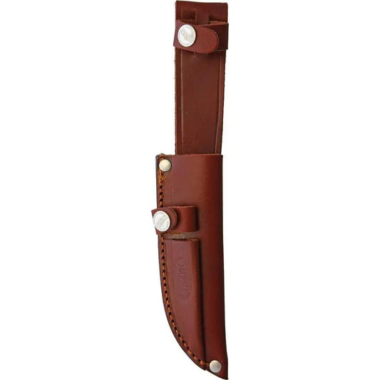 Marbles Fixed Blade Set MR454 EG735 - Satin Finish Stainless Blades Jigged Horn Handles Leather Belt Sheath by Marbles