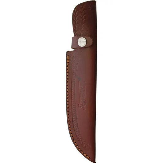 Marbles Bowie Horn MR456 EG 737 - 6In Satin Clip Point Blade Jigged Horn Handle Leather Belt Sheath by Marbles