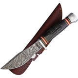 Marbles Fixed Blade Horn Damascus MR460 EG-741 - Jigged Horn Handle 9 Inch Overall Knife by Marbles
