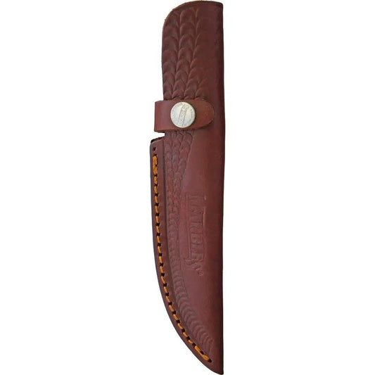 Marbles Fixed Blade Horn Knife MR461 EG742 - 9 Inch Overall Satin Stainless Blade Jigged Horn Handle With Leather Sheath by Marbles