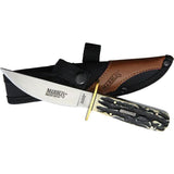 Marbles Cowboy Skinner Knife - Stag Bone Handle, Satin Finish Blade, Full Tang, Belt Sheath Included by Marbles