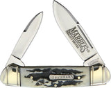 Marbles Black Stag Large Canoe Knife - Mirror Finish Stainless Blades And Stag Bone Handle by Marbles