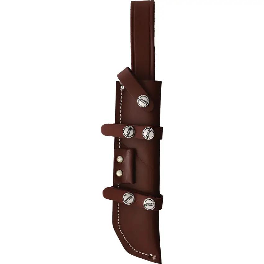 Marbles Fixed Blade Stacked Leather MR488 OCT2 - Satin Finish Blade Classic Leather Grip by Marbles