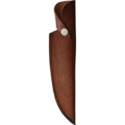 Marbles Crown Stag Bowie MR489 - Satin Blade Brass Guard Crown Stag Orange Acrylic Handle by Marbles