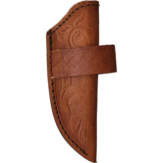 Marbles Small Skinner Damascus Knife - Durable 3.5 Inch Blade With Brass Guard And Stacked Leather Handle by Marbles